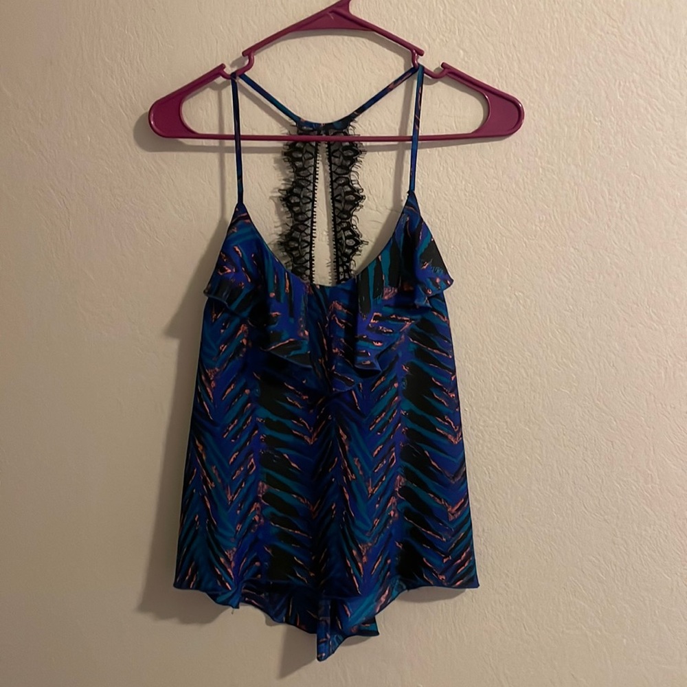 Small Blue & Green spaghetti strap blouse